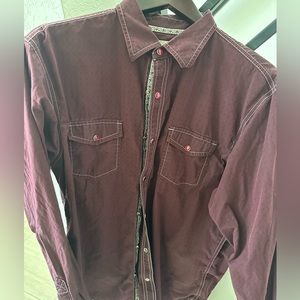 Burgundy Age of Wisdom Long Sleeve Shirt Size L